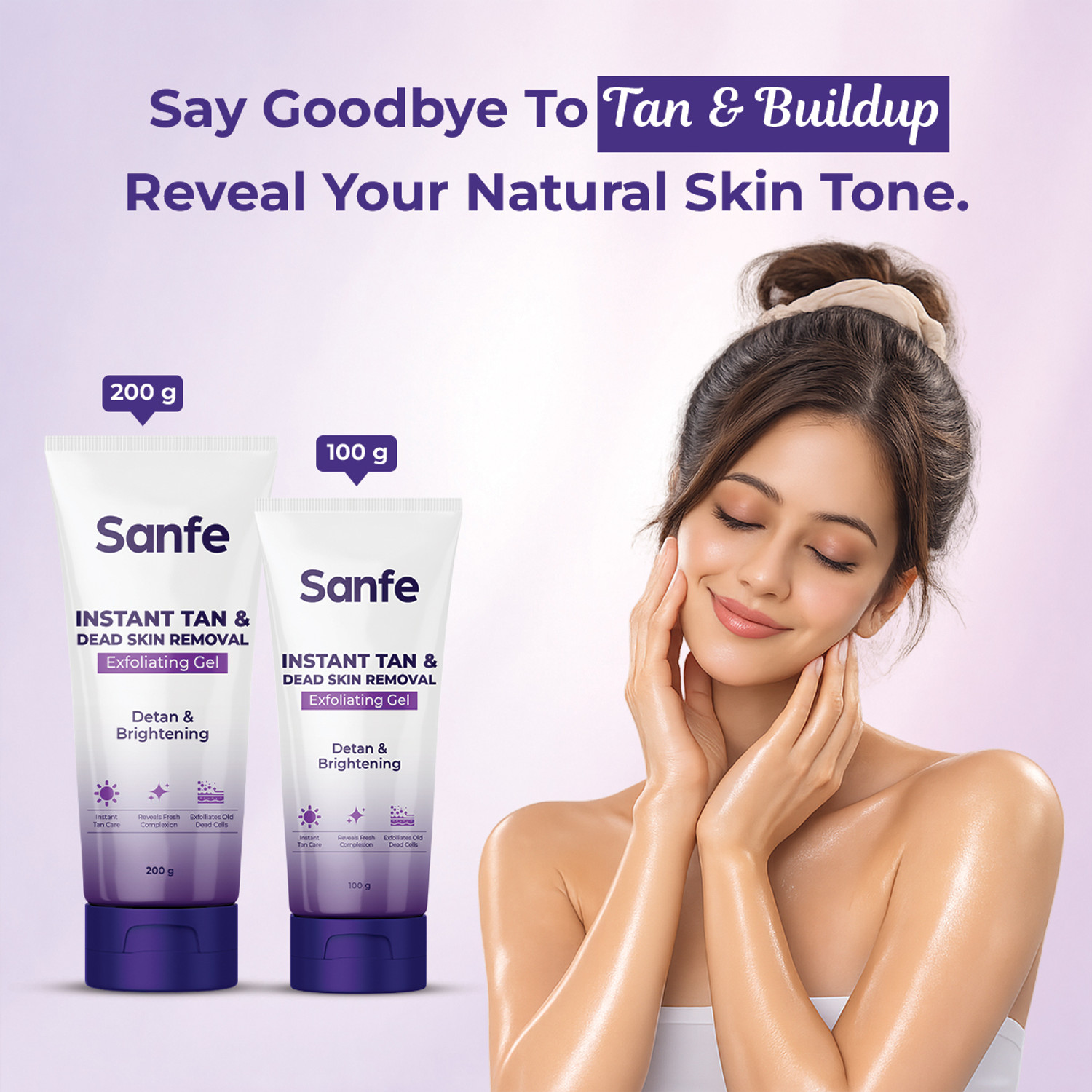 Image of Sanfe Instant Tan & Dead Skin Removal Exfoliating Gel - Pack of 3 | Detan Pack Scrub