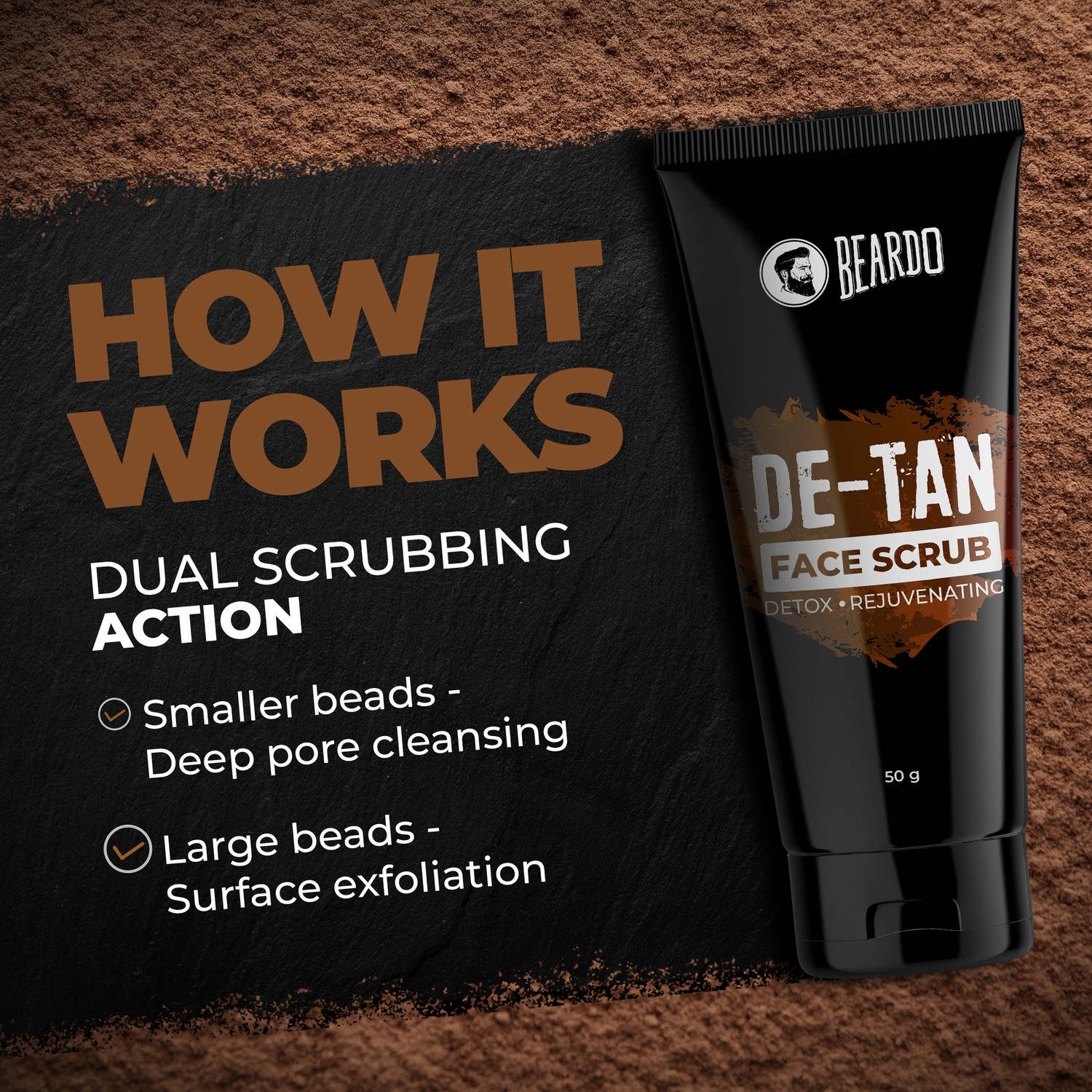 Image of BEARDO DeTan Face Scrub for Men Improved Version 50 g | Blackhead | Natural Glow Scrub