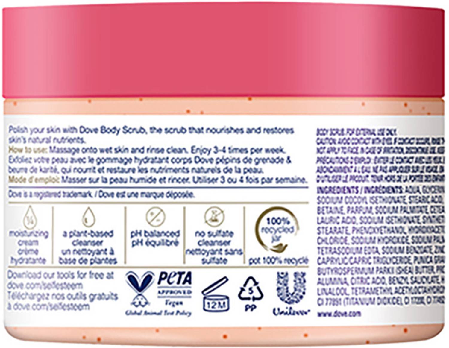 DOVE Exfoliating Scrub Shea Butter Pomegranate Seeds - Image 3