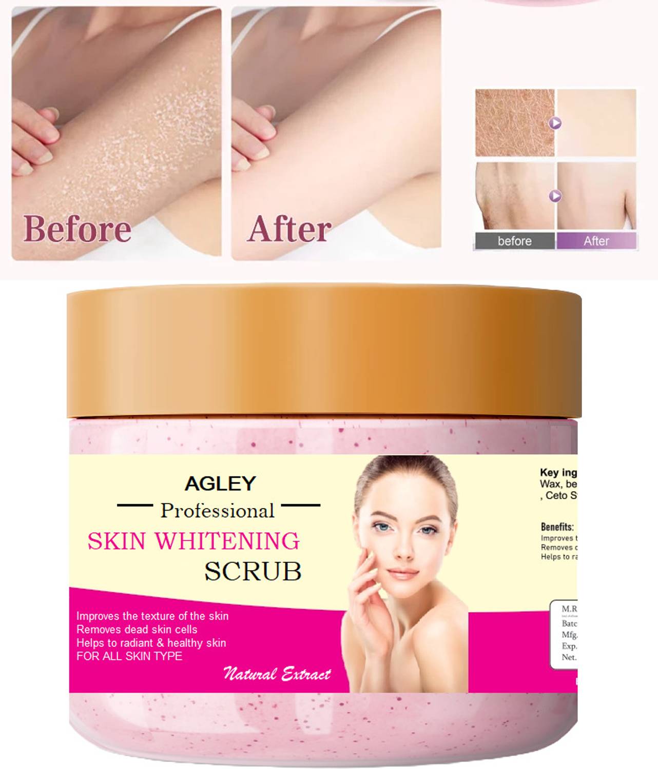 AGLEY Skin Whitening, Brightening & Lightening Face & Body Scrub