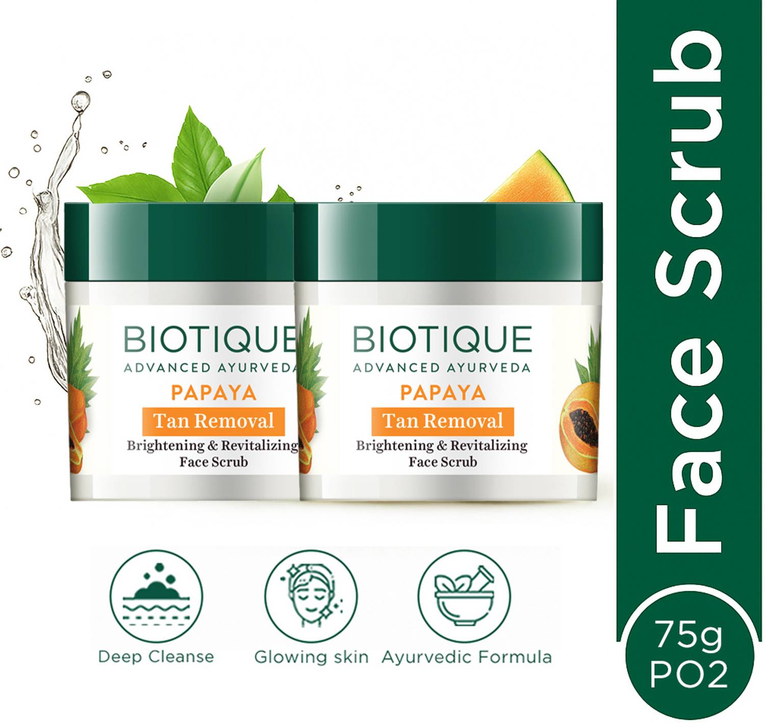 BIOTIQUE Bio Papaya Revitalizing Tan-removal-Pack of 2 Scrub (150
