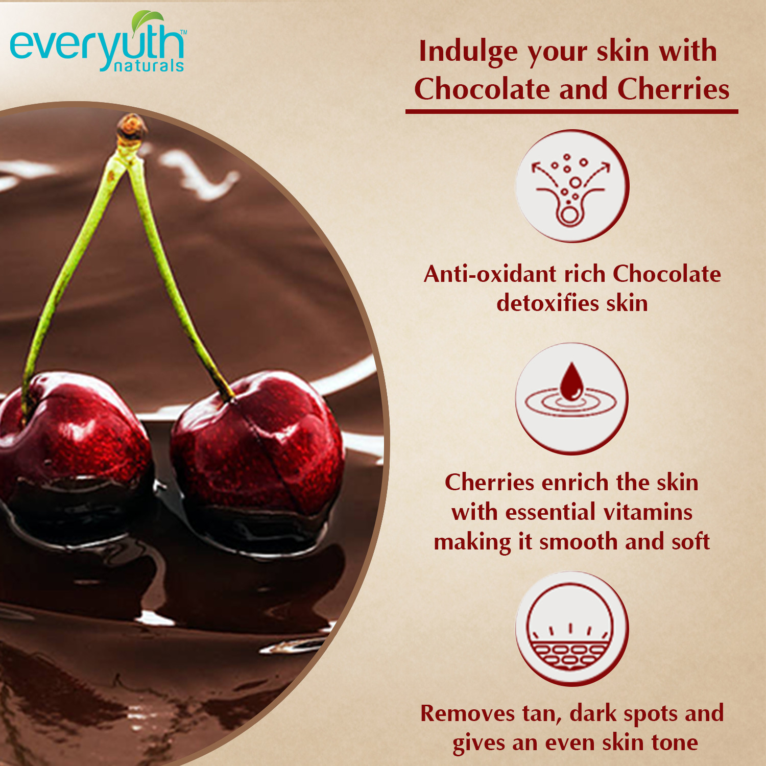 Image of Everyuth Naturals Tan Removal Chocolate & Cherry De tan, Detoxify & Cleanse Paraben Free Scrub