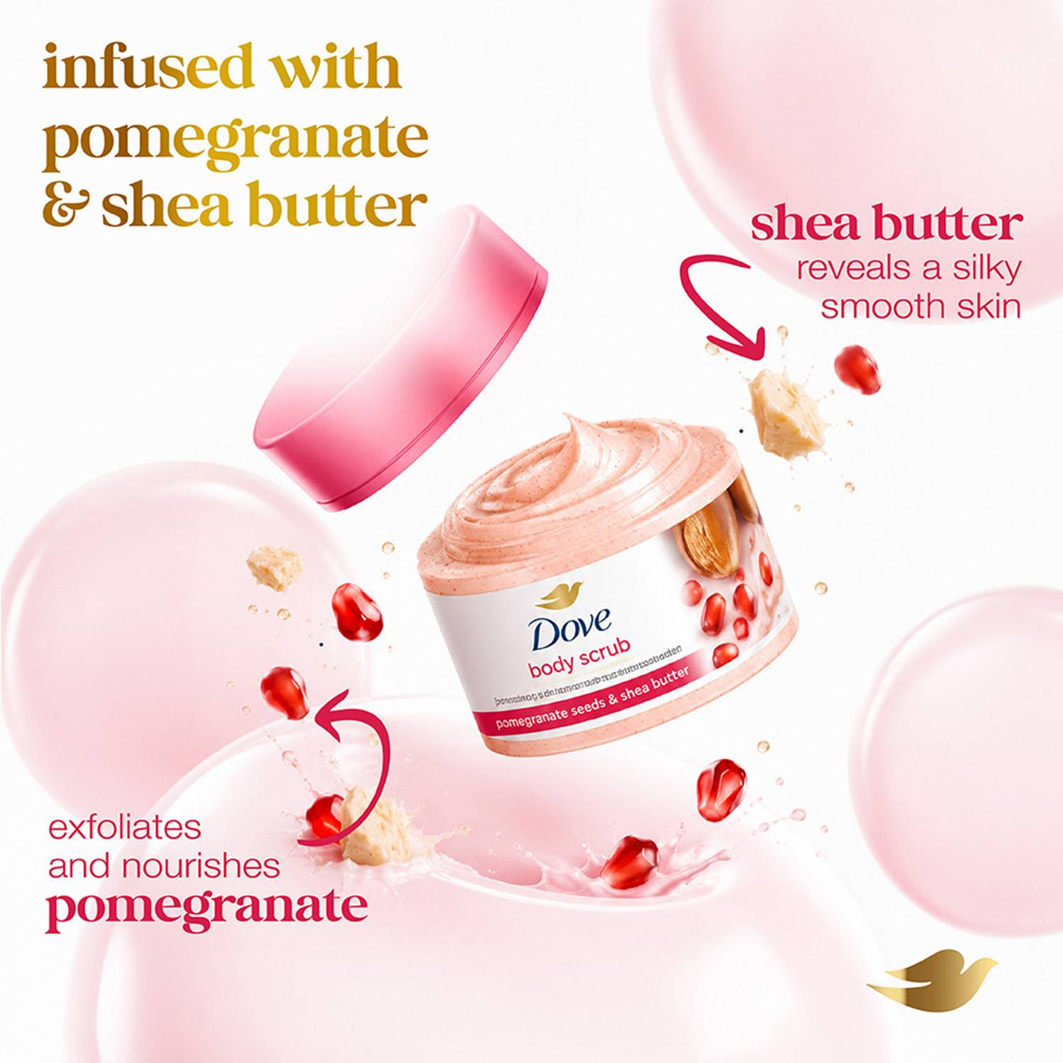 DOVE Exfoliating Scrub Shea Butter Pomegranate Seeds - Image 5