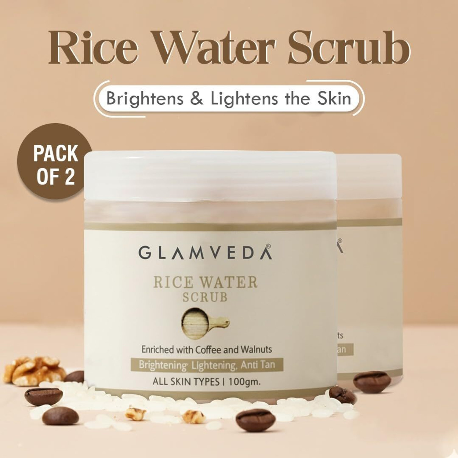 GLAMVEDA Rice Water Brightening Scrub Pack Of 2 Scrub