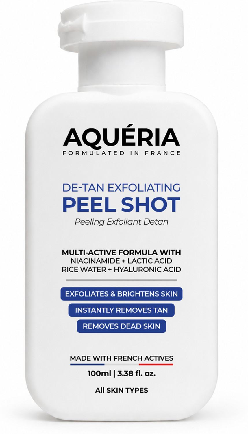 Image of Aqueria De-Tan Peel Shot with Niacinamide, Rice Water & Lactic Acid Scrub