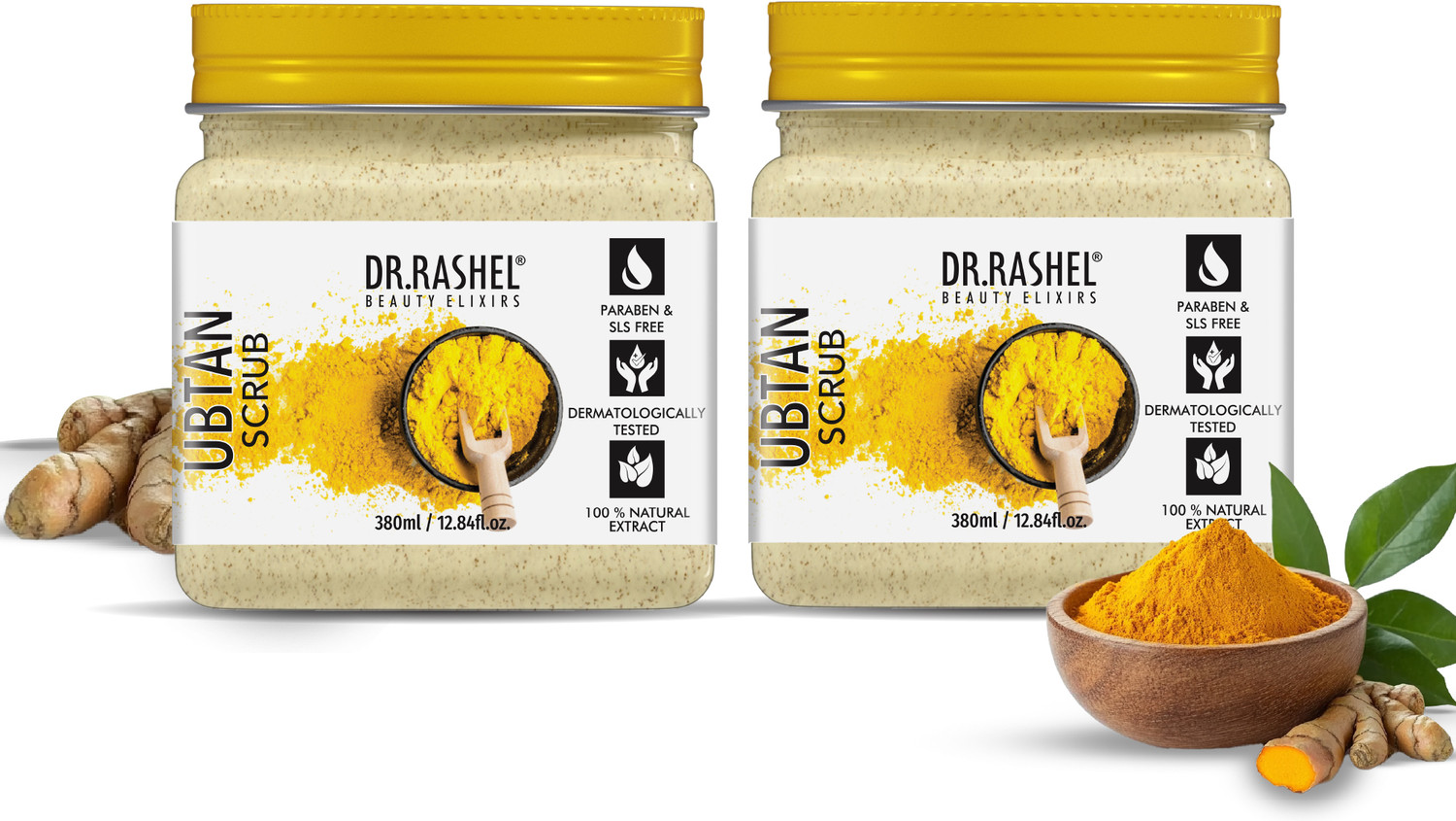 Image of DR.RASHEL Ubtan Scrub For Face & Body with Sandal, Saffron & Turmeric | Tan Removal Scrub