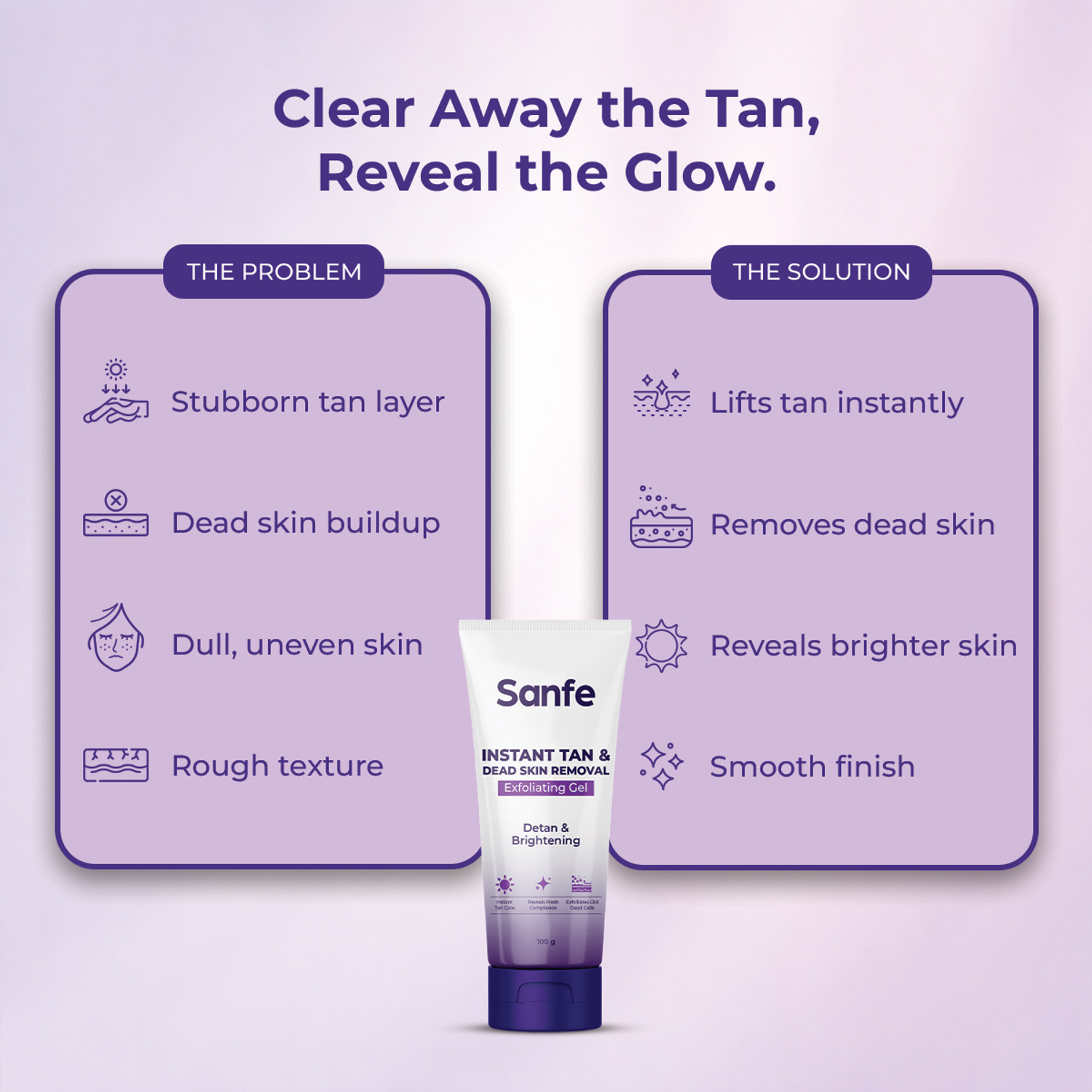 Image of Sanfe Instant Tan & Dead Skin Removal Exfoliating Gel - Pack of 3 | Detan Pack Scrub