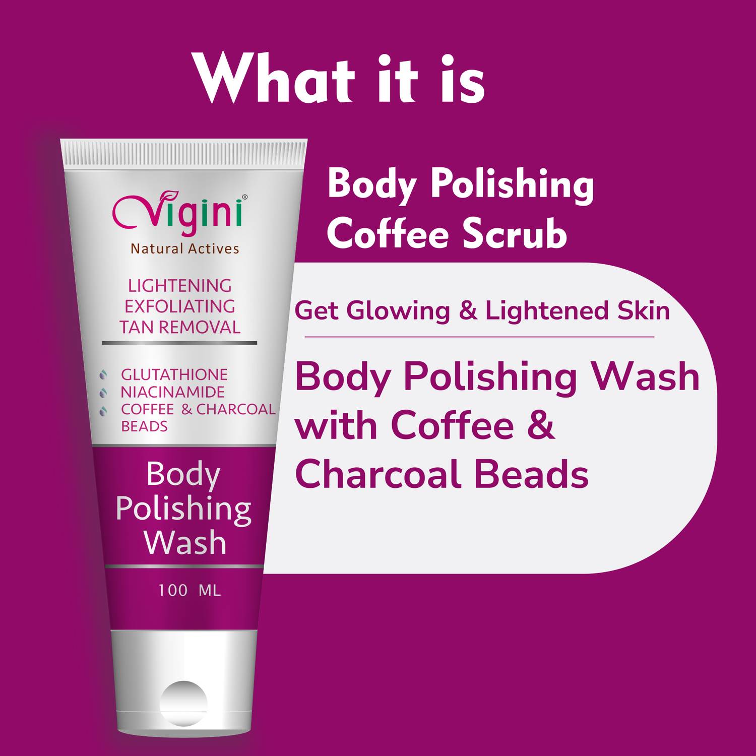 Vigini Skin Whitening Brightening D Tanning Exfoliating Glutathione Coffee Body Wash Scrub