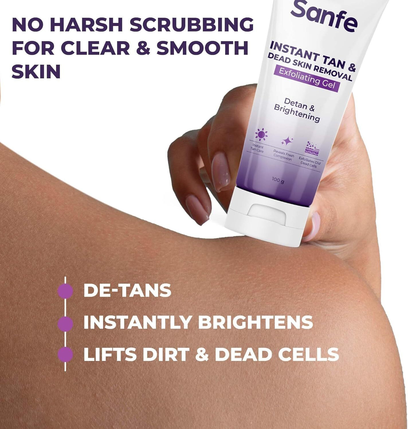 Image of Sanfe Instant Tan & Dead Skin Removal Exfoliating Gel Visibly Removes Tan Dirt Scrub