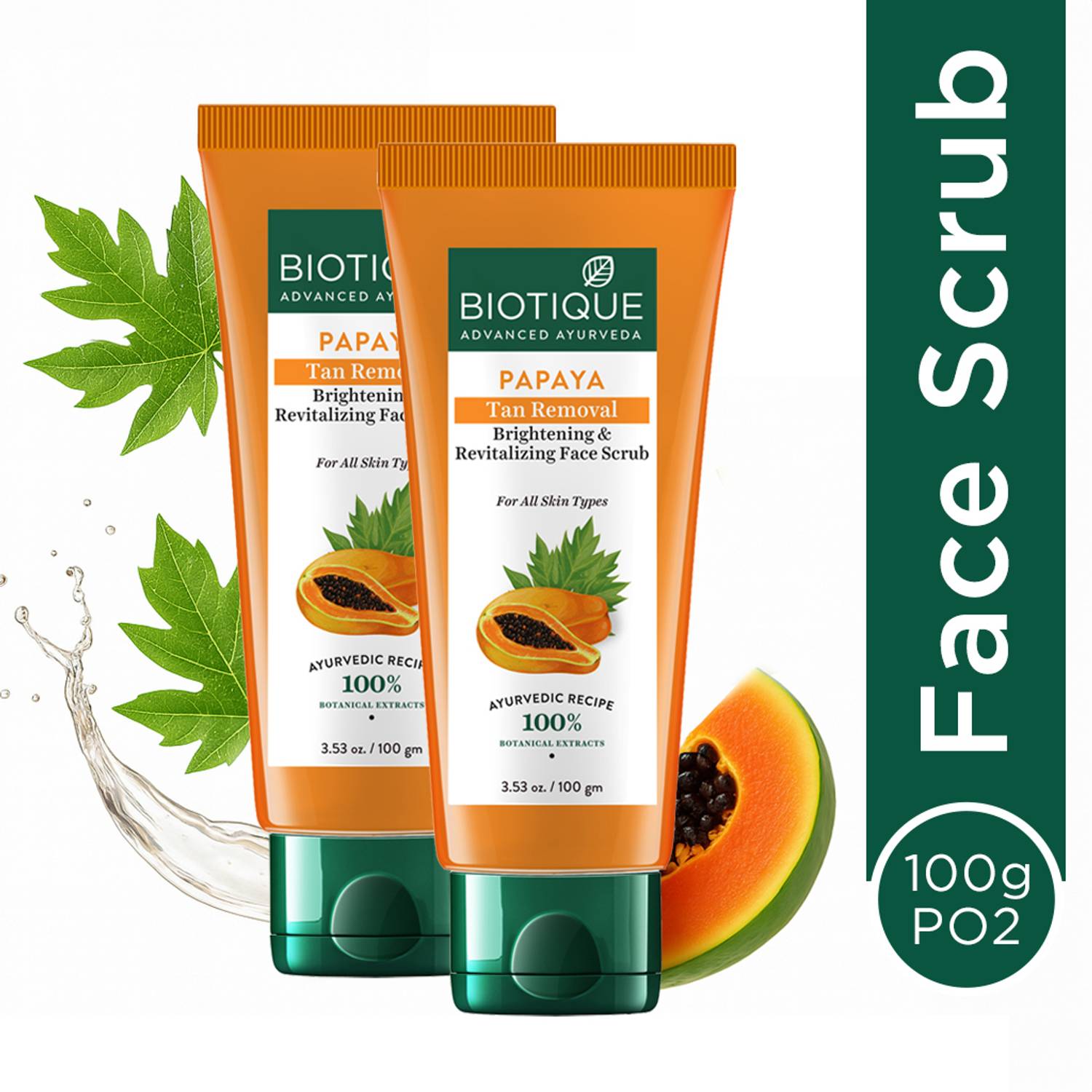BIOTIQUE Papaya Tan Removal Skin Brightening Face Scrub Gentle Ex