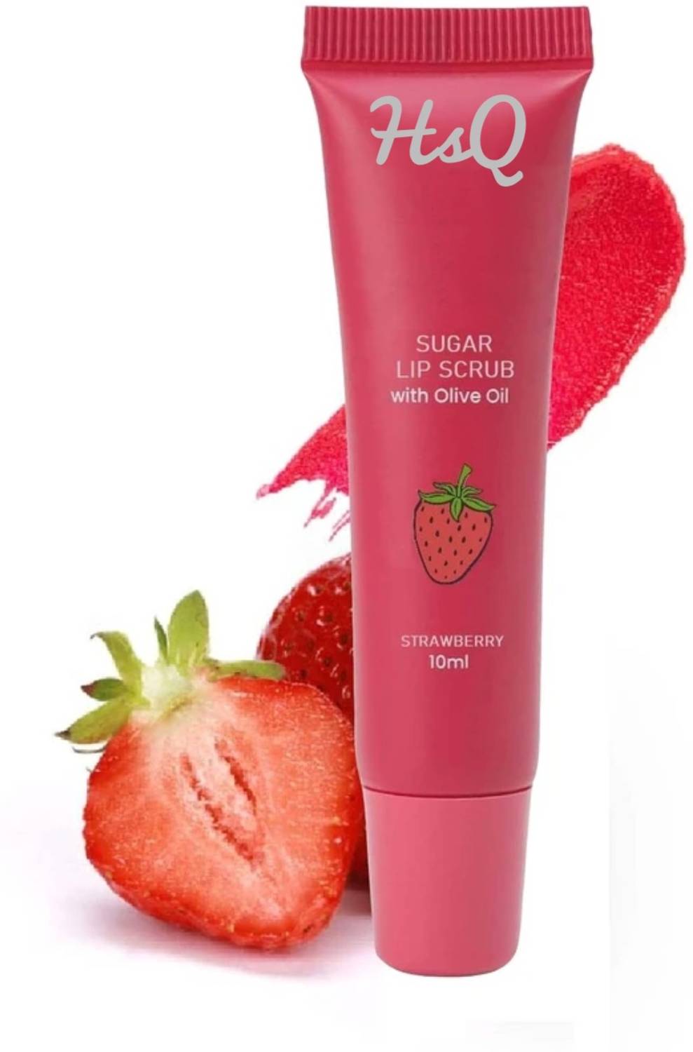 HSQ Strawberry Lip Scrub | Dead Skin Remover for Soft, Smooth, Pink Lips (10ml) Scrub