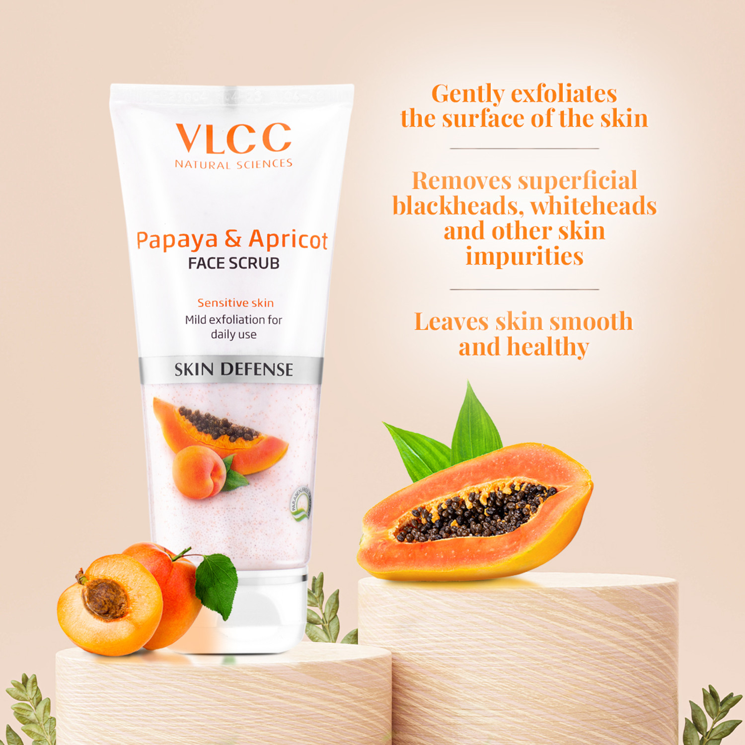 Image of VLCC Papaya & Apricot Face Scrub Removes Blackheads & Whiteheads Scrub (80 g)