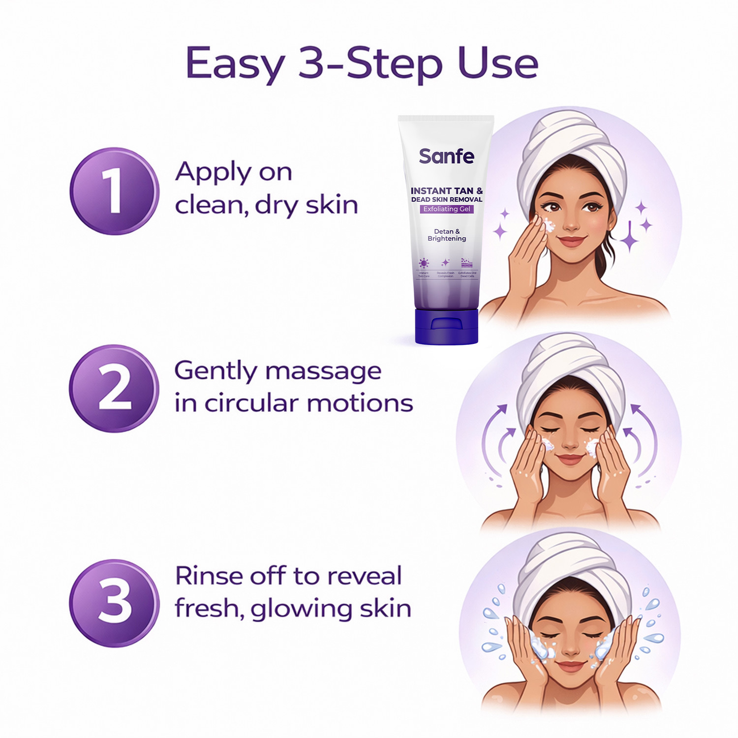 Image of Sanfe Instant Tan & Dead Skin Removal Gel 100gm | Gentle De Tan & Exfoliating Gel Scrub