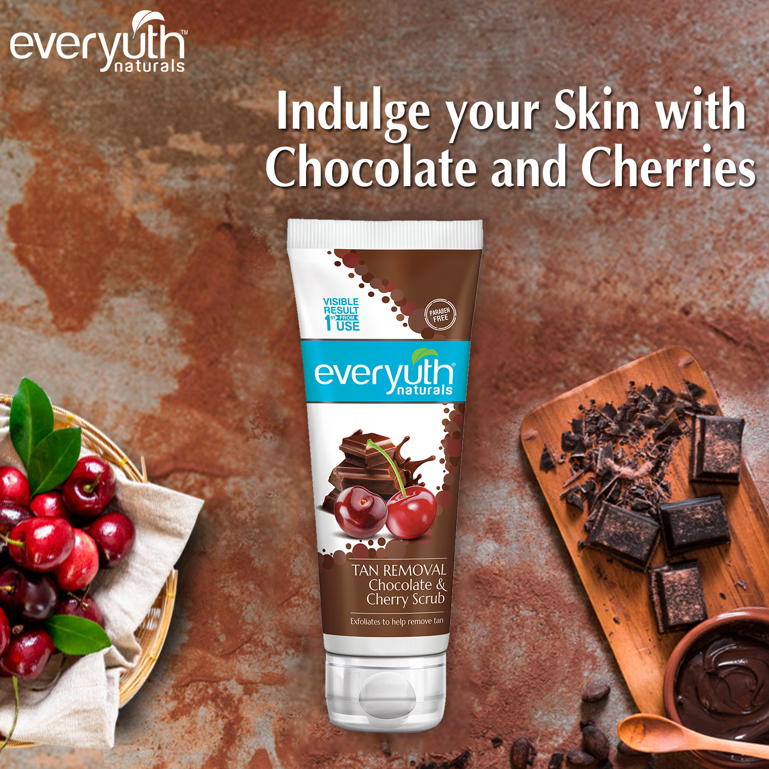 Image of Everyuth Naturals Tan Removal Chocolate & Cherry De tan, Detoxify & Cleanse Paraben Free Scrub