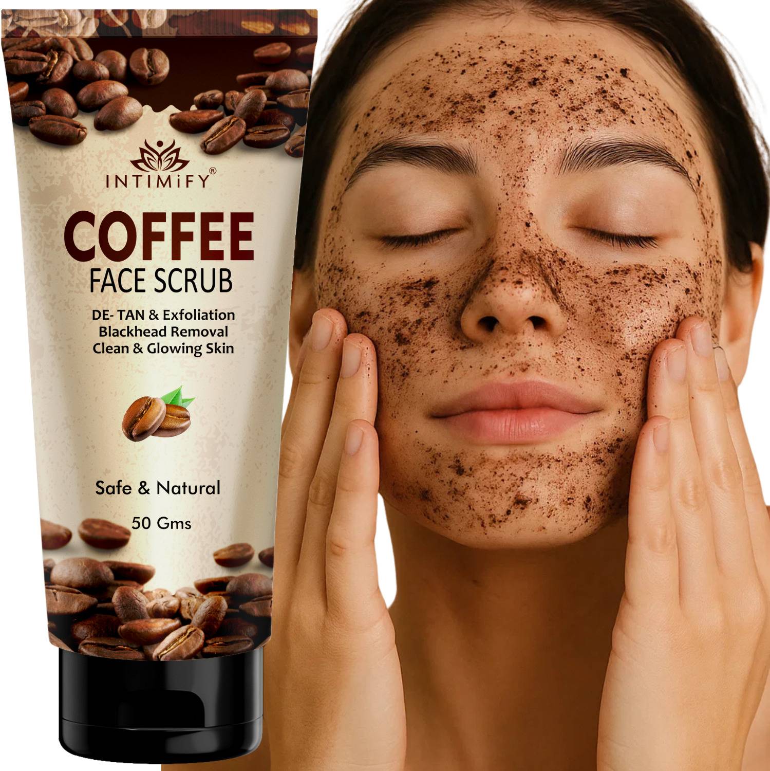 INTIMIFY Coffee Face Scrub, Removes Dead Skin & Blackheads For