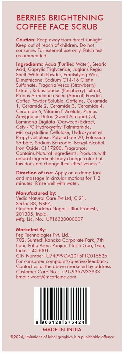 mCaffeine Berries Brightening Coffee Face Scrub 100g - Image 3