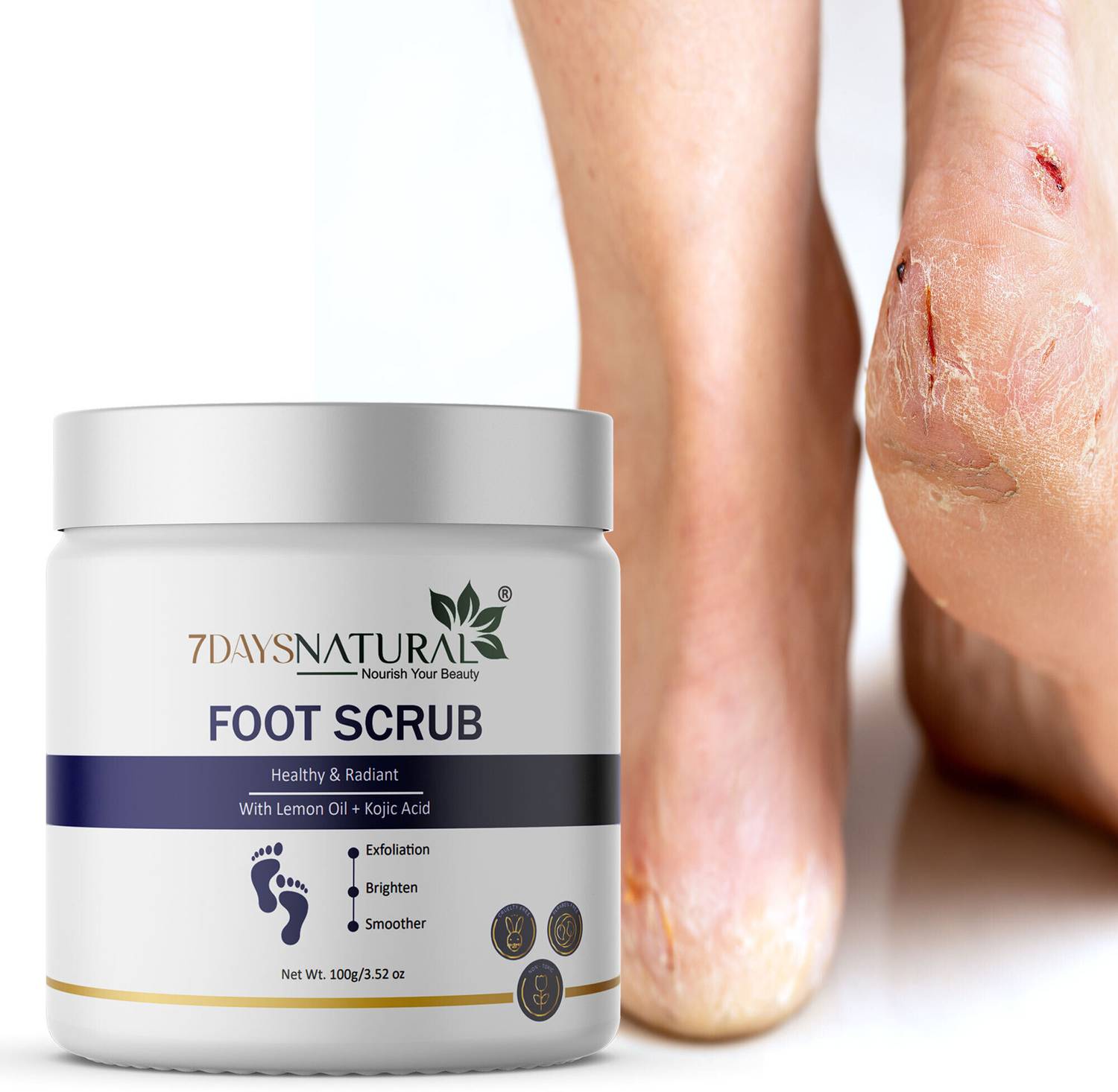 7days natural Premium Foot Scrub Dead Skin & Tan Removal 100% Natural Scrub