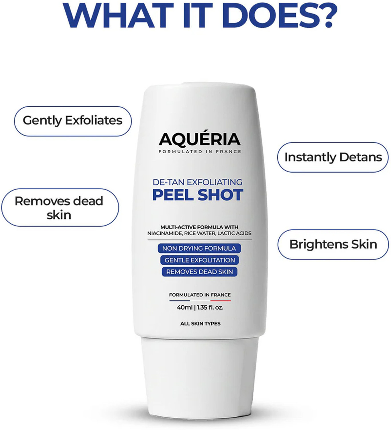 Image of Aqueria De-Tan Peel Shot with Niacinamide, Rice Water & Lactic Acid Tan Removal Scrub