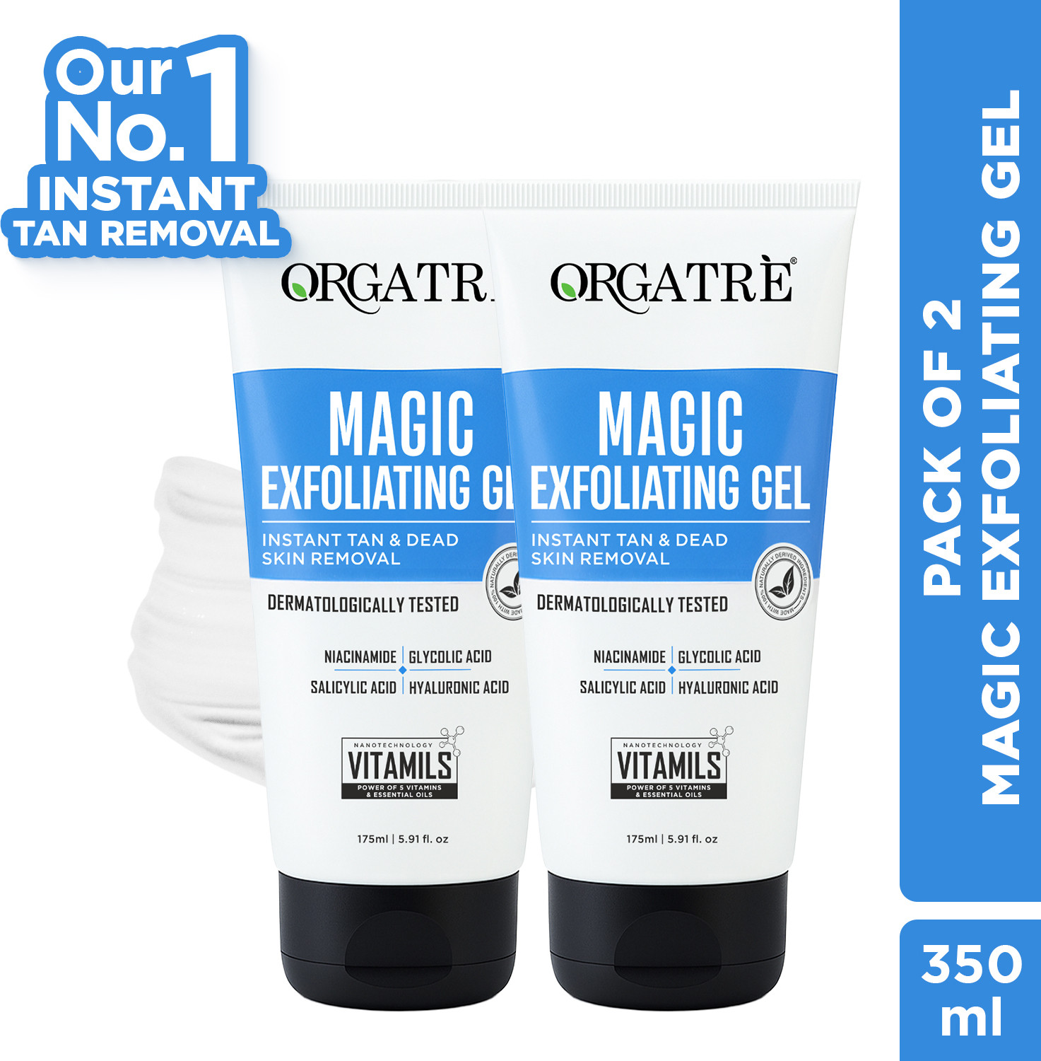 Orgatre Instant Tan & Dead Skin Removal Exfoliating Gel | Tanning Dead Skin Remover Gel Scrub