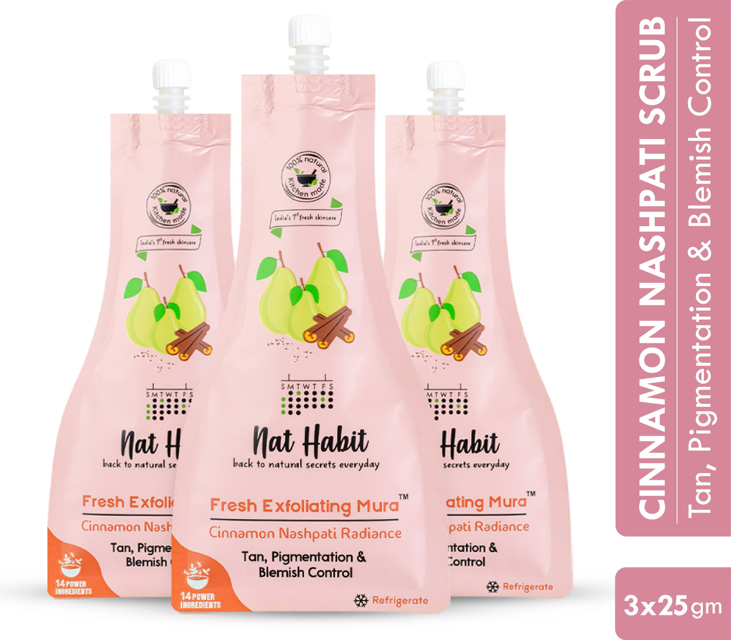 Image of Nat Habit Cinnamon Nashpati Mura (FaceScrub) For Tan Pigmentation & blemish (Pack of 3) Scrub