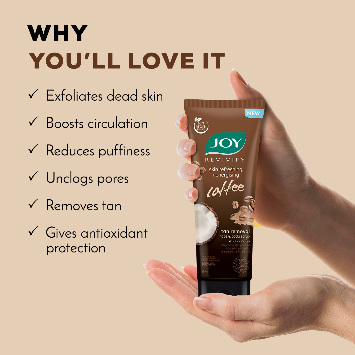 Image of Joy Skin Refreshing & Energising Anti Pollution Gel (with Coconut & Coffee) Scrub