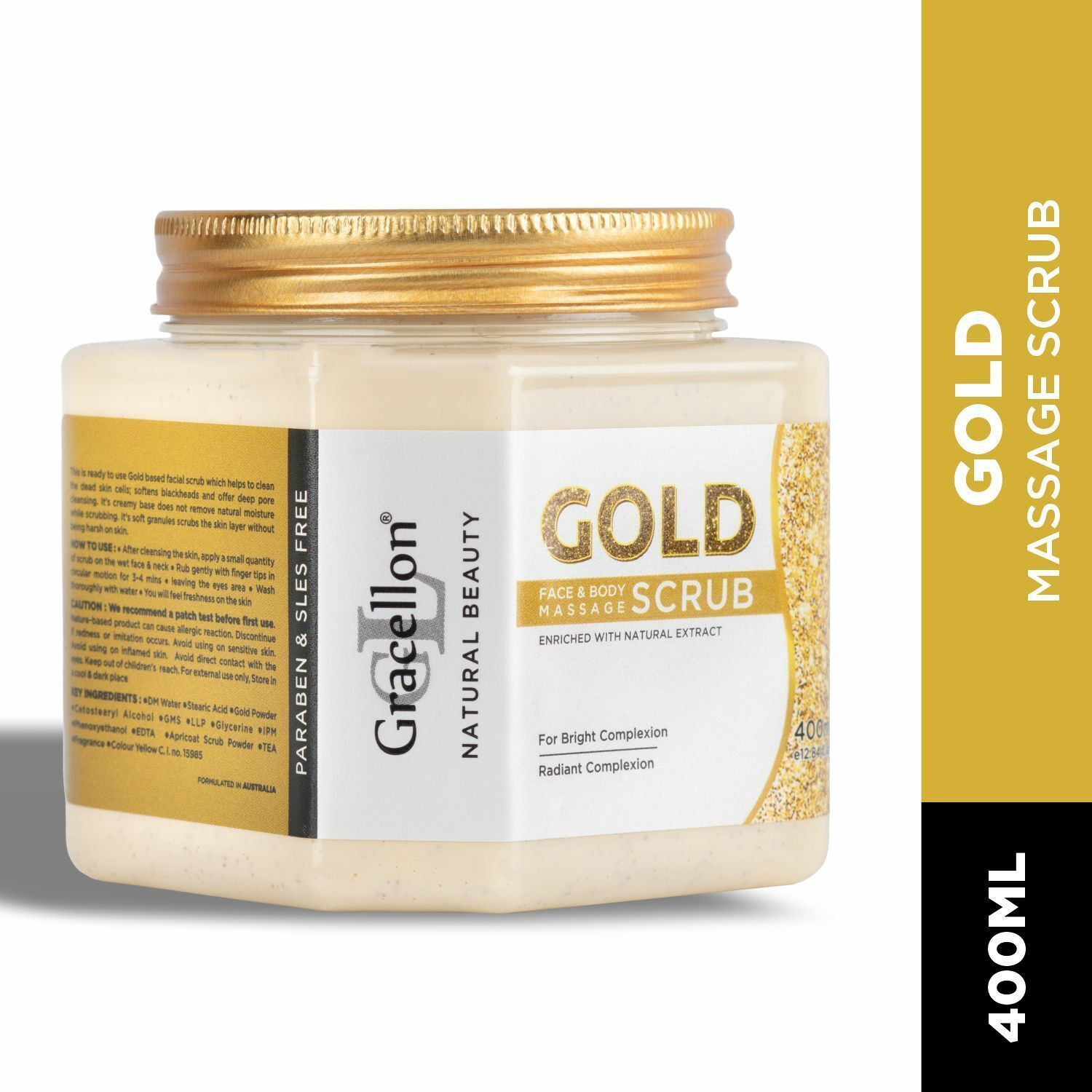 Image of Gracellon Gold Face and Body Massage Scrub | Instant Glow Scrub