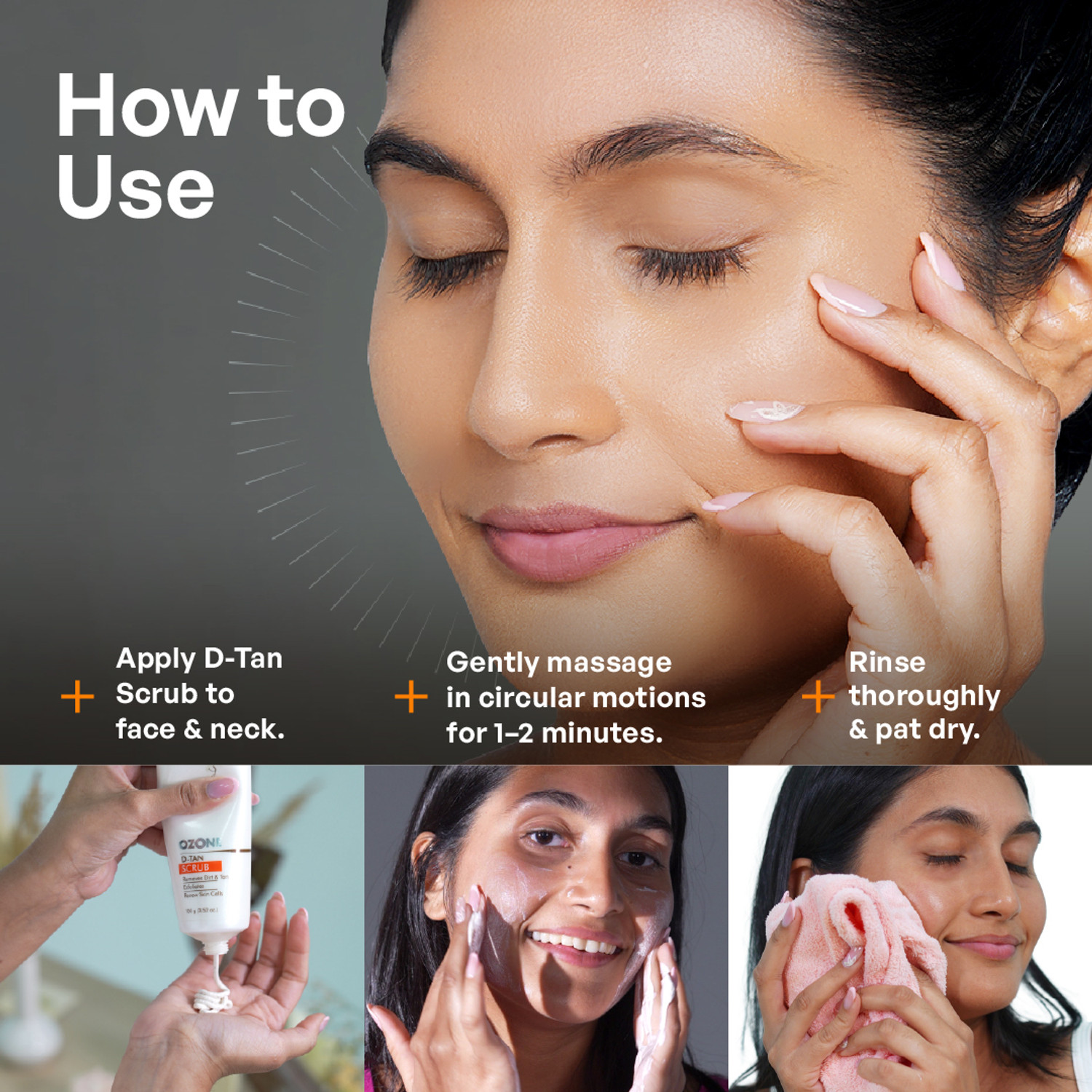 Image of OZONE D-Tan Face Scrub 100 G - For Tan Removal. Helps Removes Tan, Prevents Sun Damage & Boosts Skin Complexion Scrub