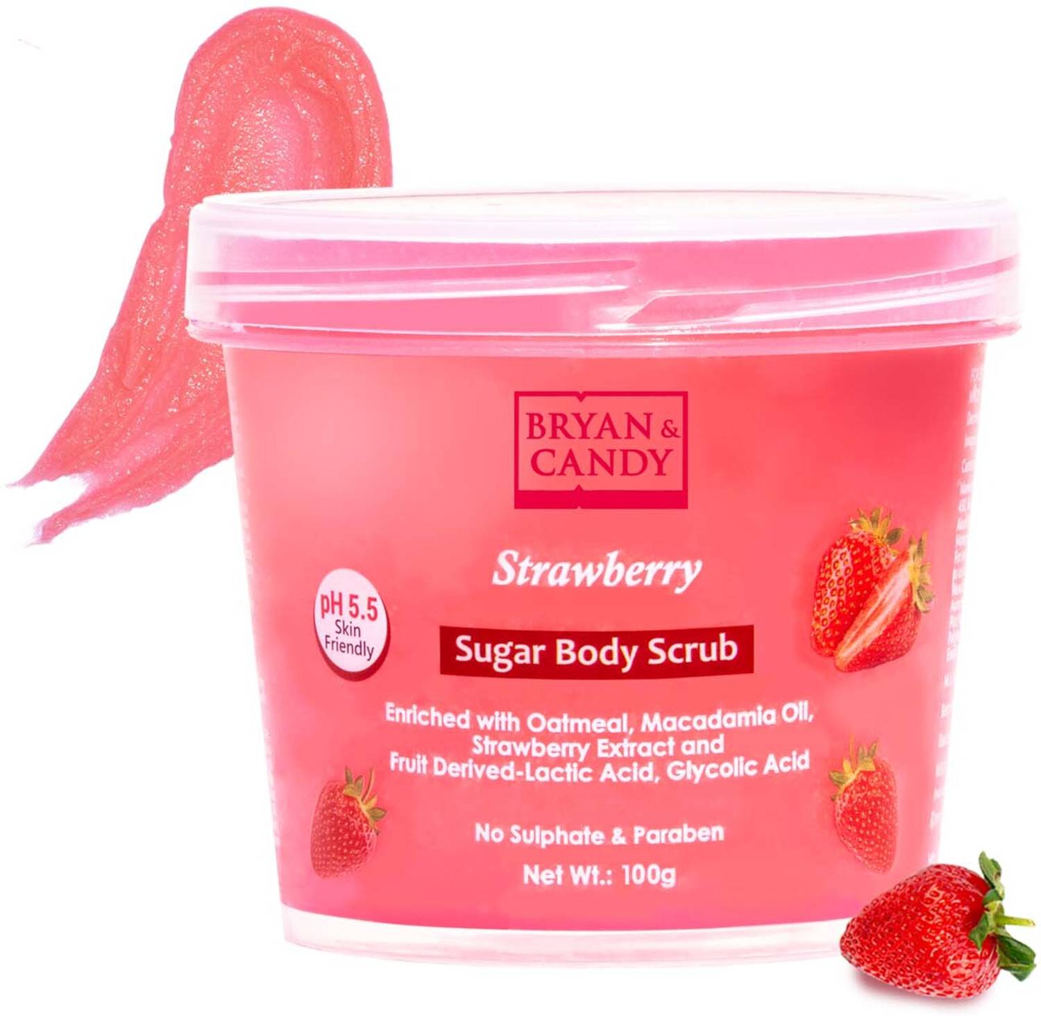 Bryan & Candy Strawberry Sugar Body Scrub PH 5.5 For Tan Removal & Exfoliation Scrub