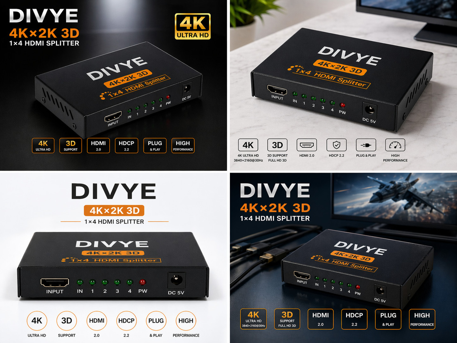 Image of DIVYE 1x4 HDMI Splitter Media Streaming Device