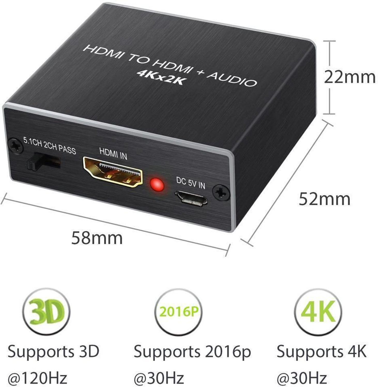 Image of microware HDMI Audio Extractor Converter HDMI to Optical Toslink SPDIF Media Streaming Device