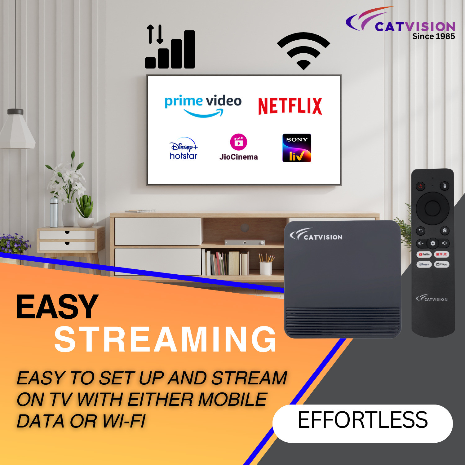 Image of Catvision Android TV Box | 2GB /16GB | Dual Band Wi-Fi | 4K HDR | Infrared Remote | Media Streaming Device