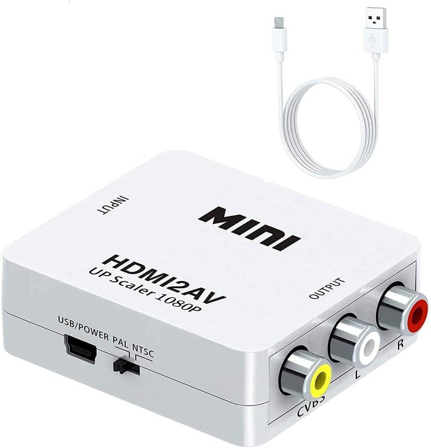 1Goal Hdmi To Rca,Hd Video Converter,1080P Mini Hdmi To Rca Av/Cvbs Composite Adapter Media Streaming Device