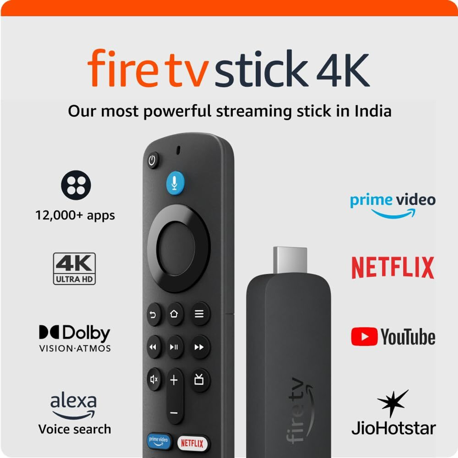 Image of Firetv Stick 4K ultra-cinematic, supports Wi-Fi 6, Dolby Vision /Atmos Media Streaming Device