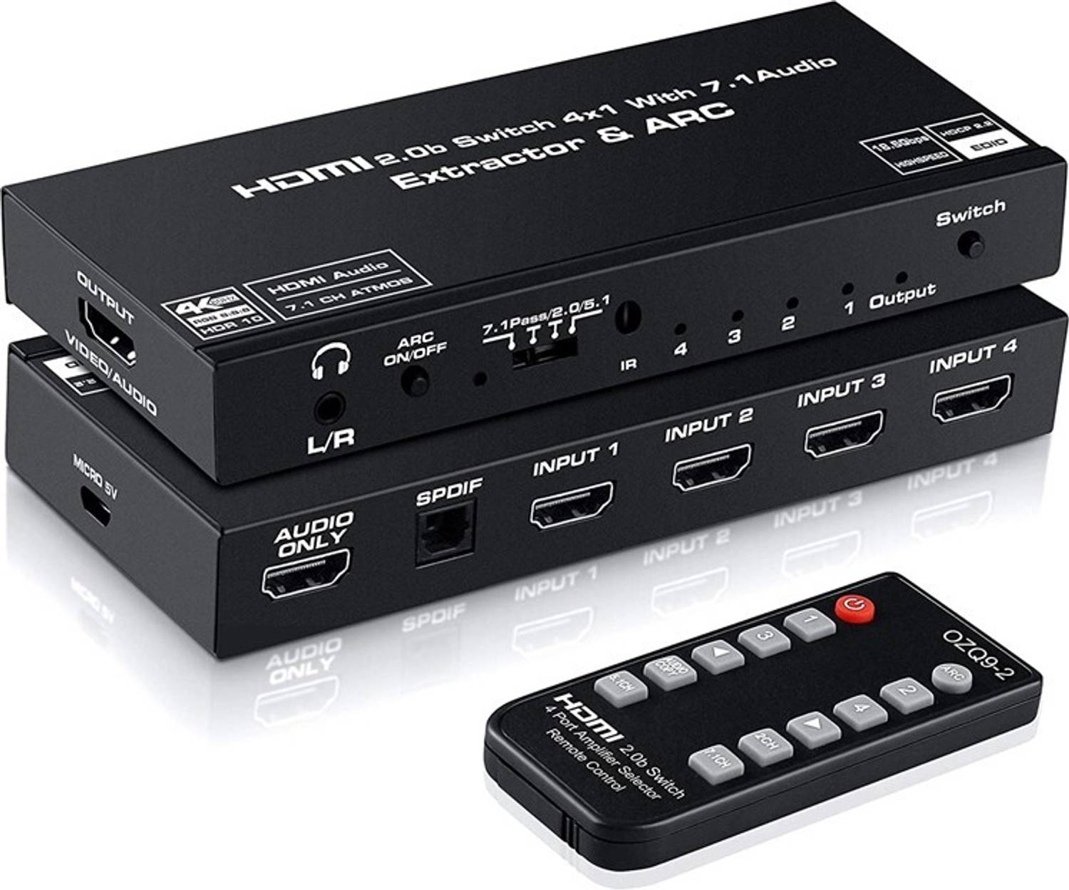 Tobo HDMI 2.0 Switch 4x1 4K60HZ HDCP2.2with Audio Extractor 3.5 j