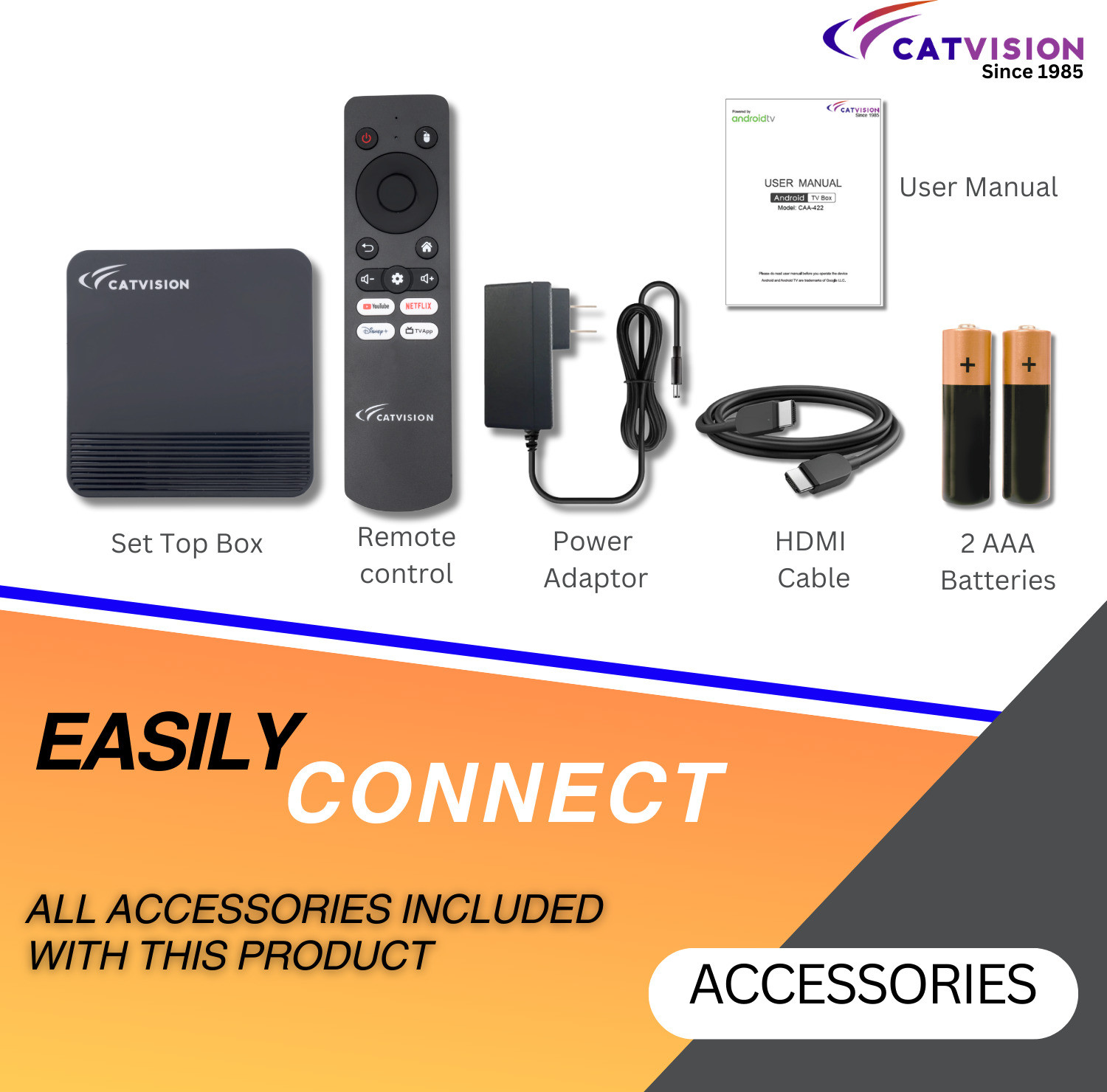 Image of Catvision Android TV Box | 2GB /16GB | Dual Band Wi-Fi | 4K HDR | Infrared Remote | Media Streaming Device