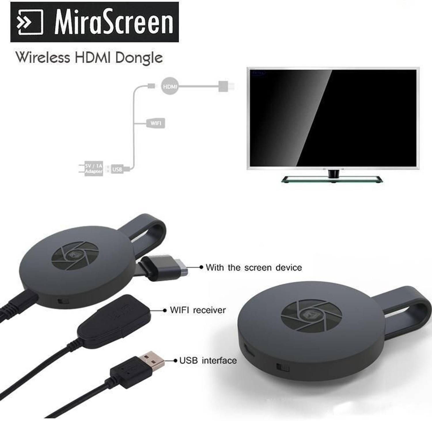Image of VELOGK ChromeCast Portable Wireless Wi-Fi Display Dongle TV Stick Media Streaming Device