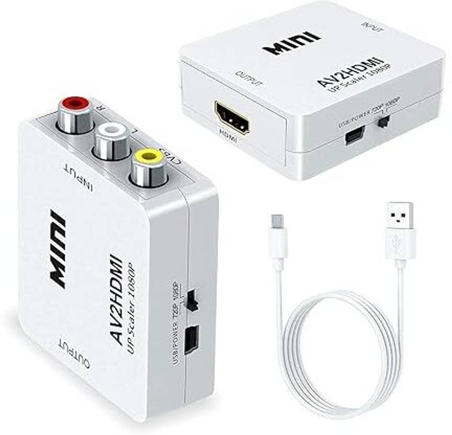 1Goal RCA to HDMI Converter,1080P AV to Composite CVBS Video Audio Converter Adapter Media Streaming Device