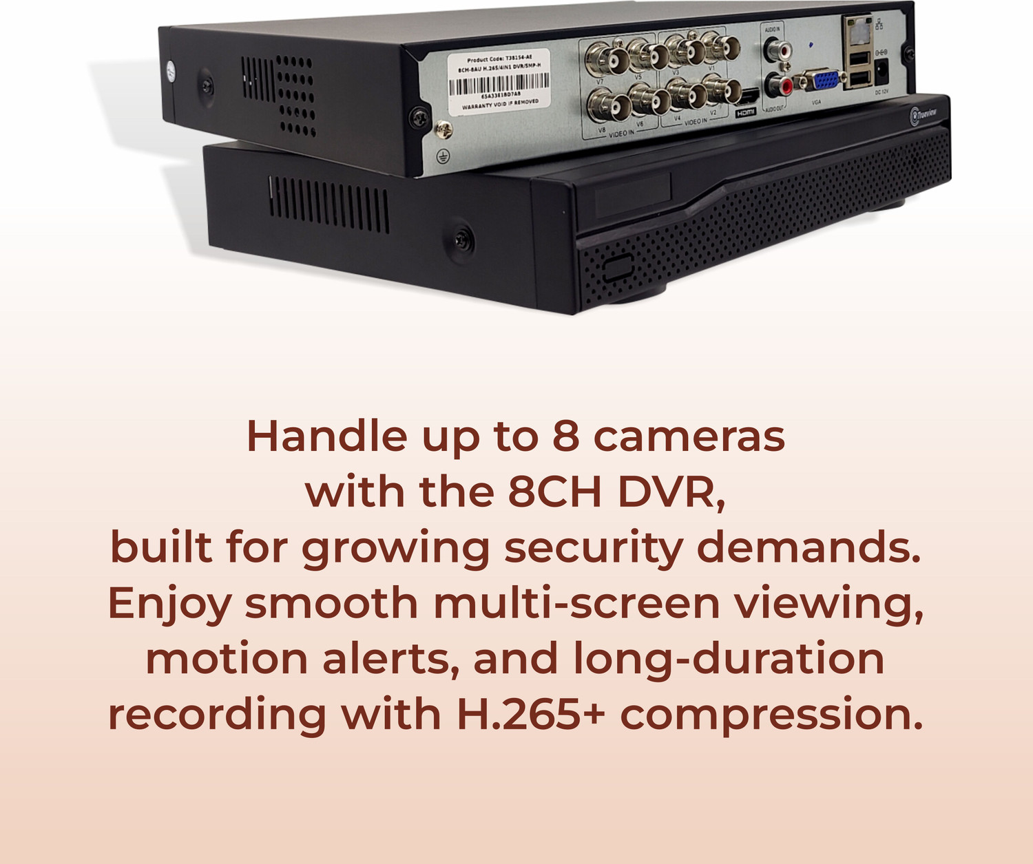 Image of Trueview 8 Channel Hybrid DVR 5-in-1 Recorder | 5MP Support | H.265 | HDMI & VGA Output Media Streaming Device