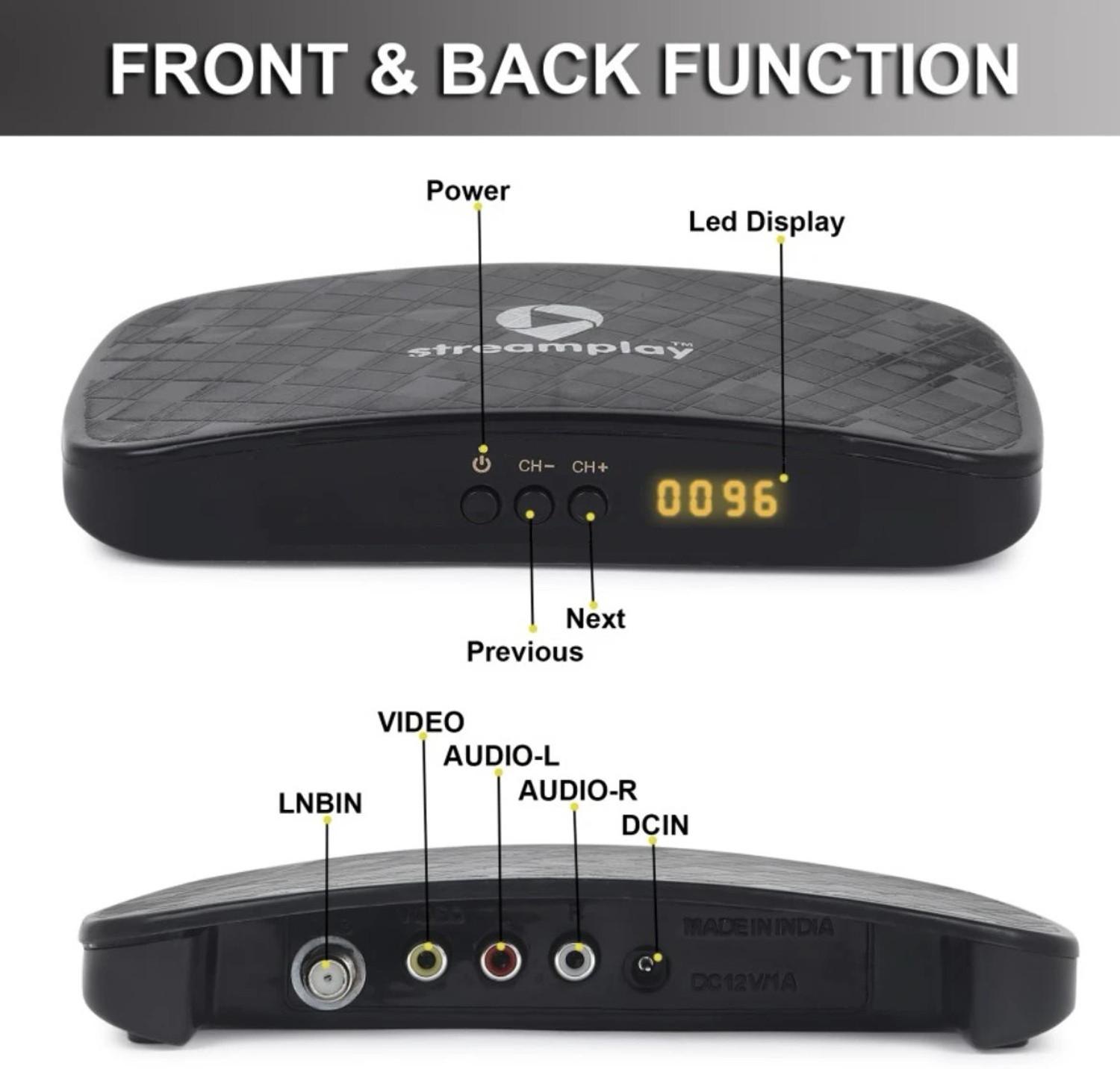 Image of STREAM PLAY DTH MPEG-2 DD Free Dish Digital Set Top Box Receiver Free To Air Media Streaming Device