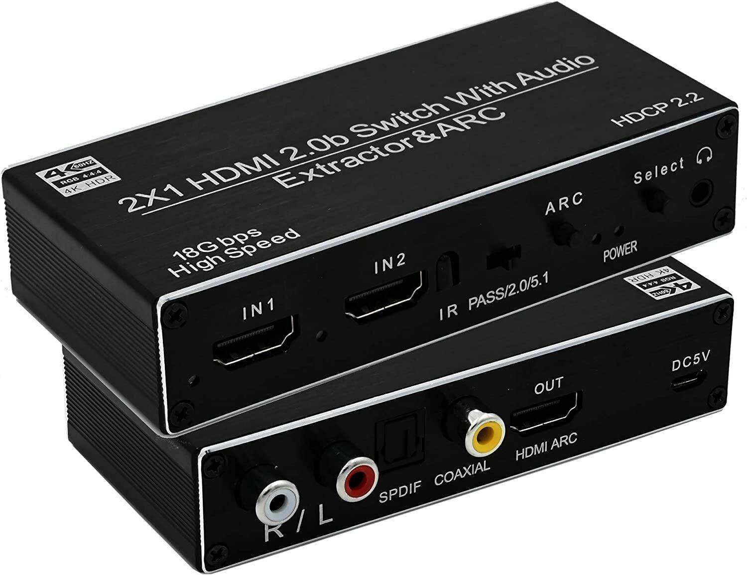 Etzin HDMI 2x1 Switch Audio Extractor ARC Adapter (EPL-908H) Media Streaming Device
