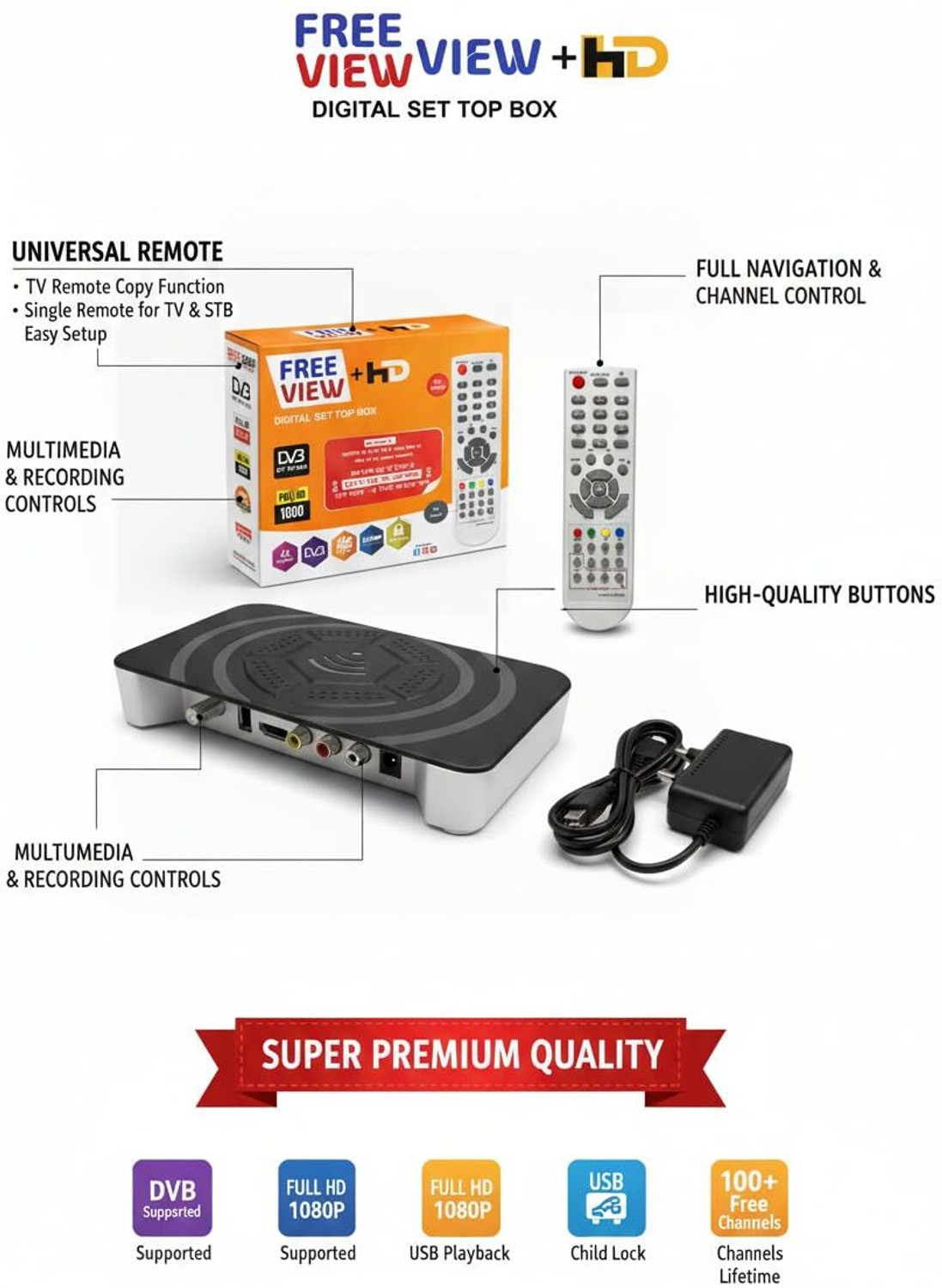 Image of TECH-LOBBY FREEVIEW MPEG-4 HD Free Dish Media Streaming Device