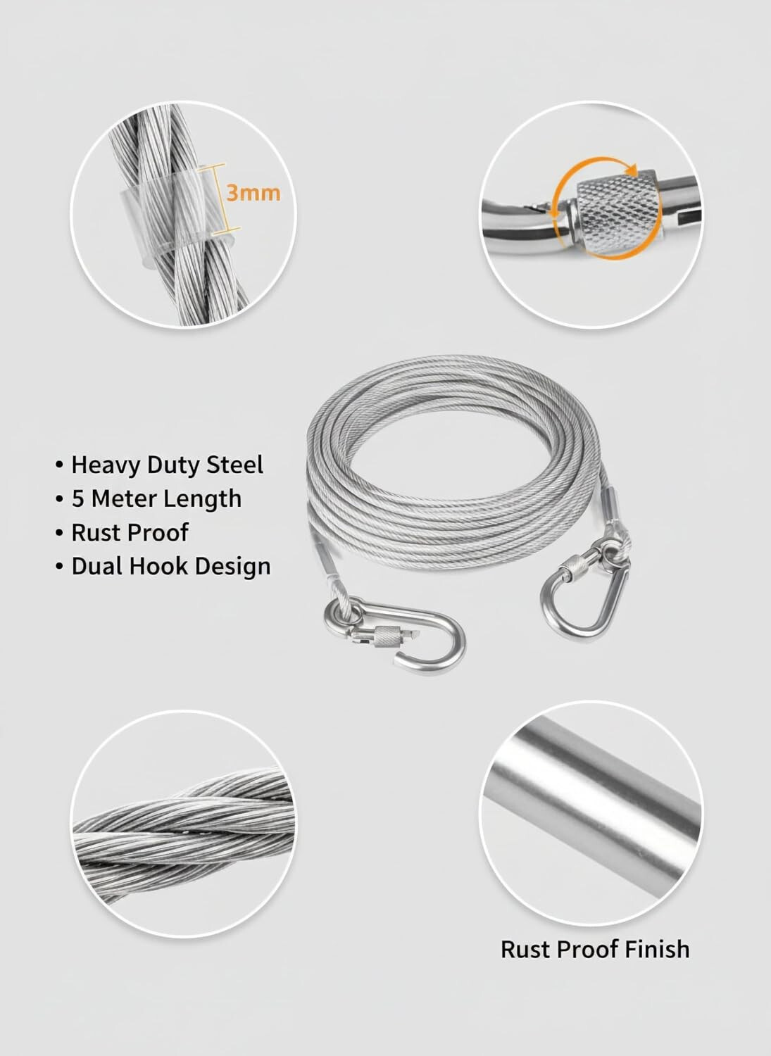 Image of Rudrax RUDRAX 10M Wire Clothesline Stainless Steel Clothesline