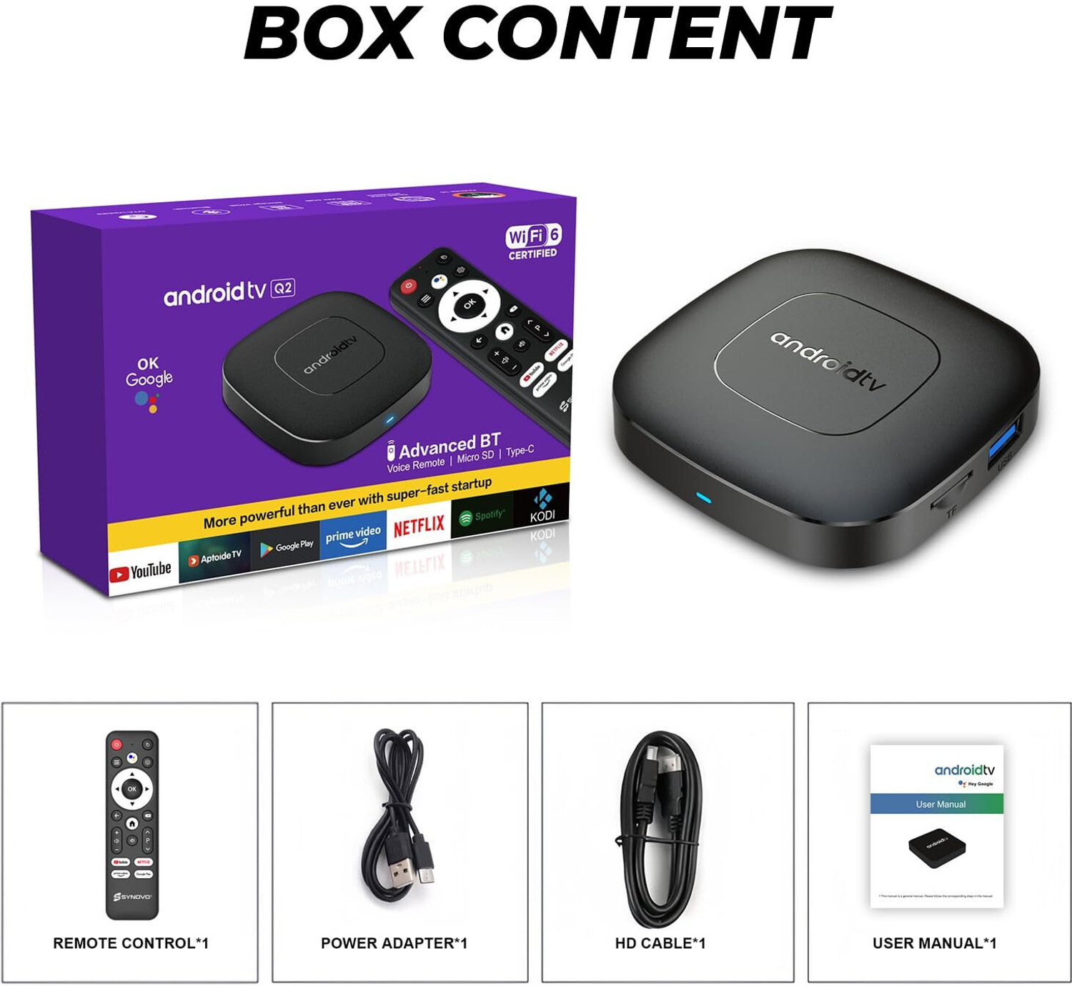 Image of DIVYE Q2 Android TV Box 4K Smart TV Box 4GB RAM + 32GB Storage Media Streaming Device