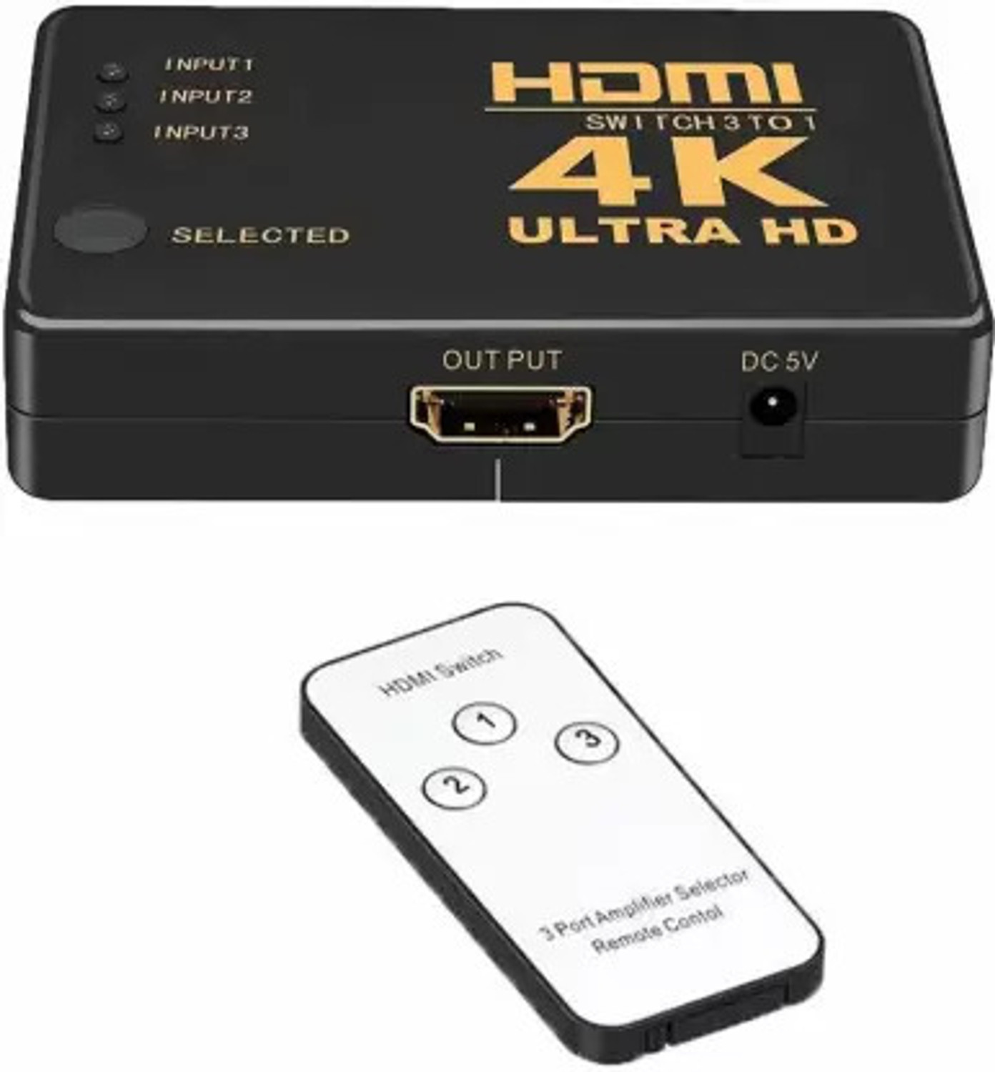 Image of ULTRABYTES HDMI Switch Intelligent 3 Port HDMI Switcher Splitter Supports 4K Full HD 3D Media Streaming Device