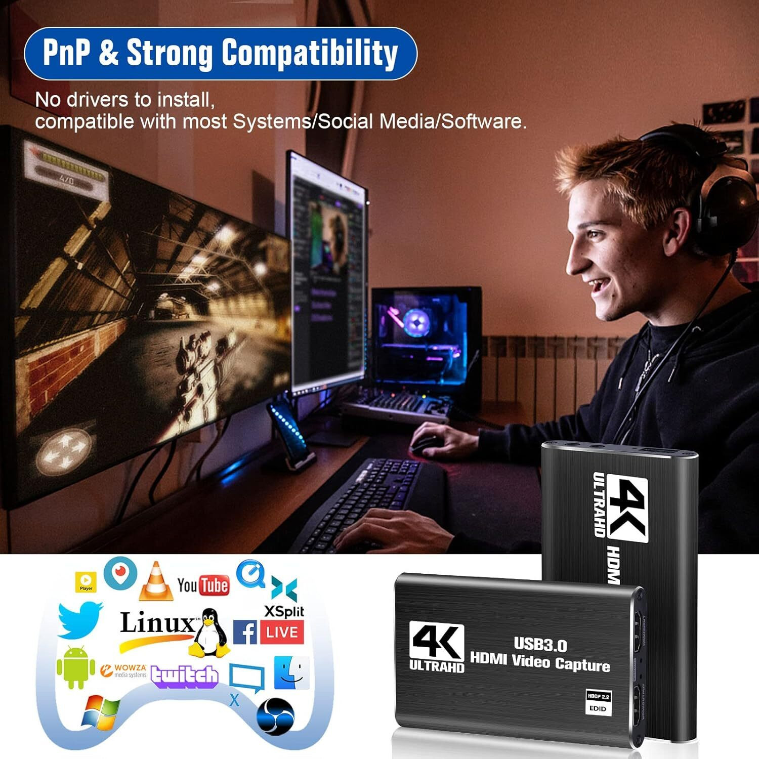 Image of atdaraz 4K HDMI Game Capture Card, USB 3.0 1080p 60fps for Streaming, Nintendo Switch Media Streaming Device