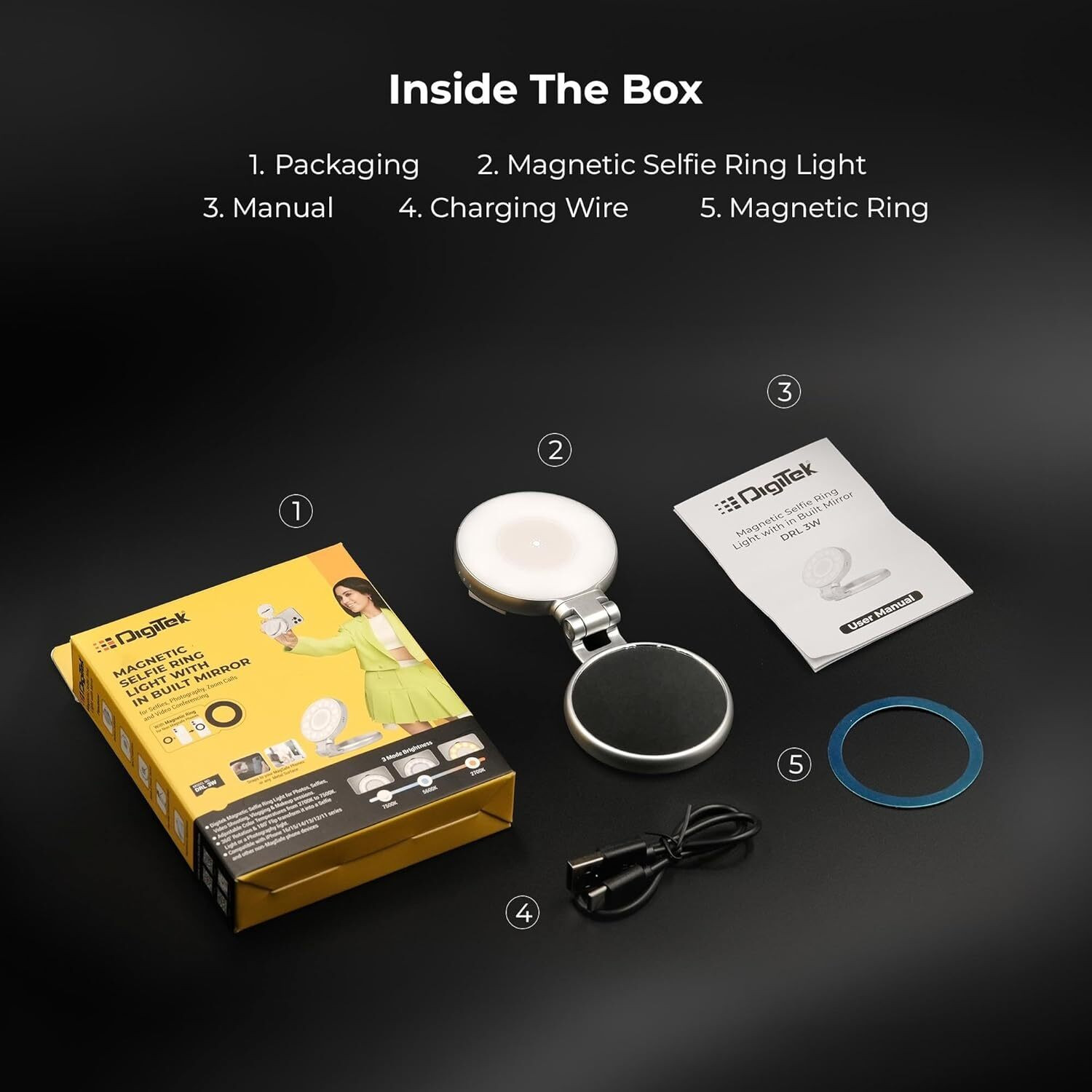 Image of DIGITEK 5.6 cm ring Selfie Flash (Adjustable Brightness Silver)