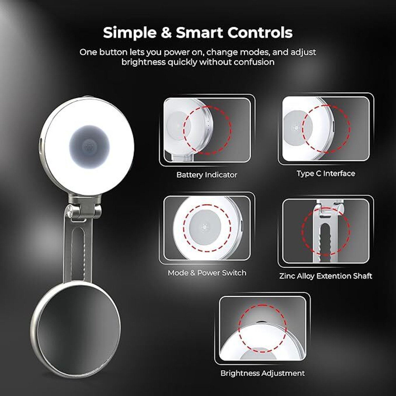 Image of DIGITEK 5.6 cm ring Selfie Flash (Adjustable Brightness Silver)