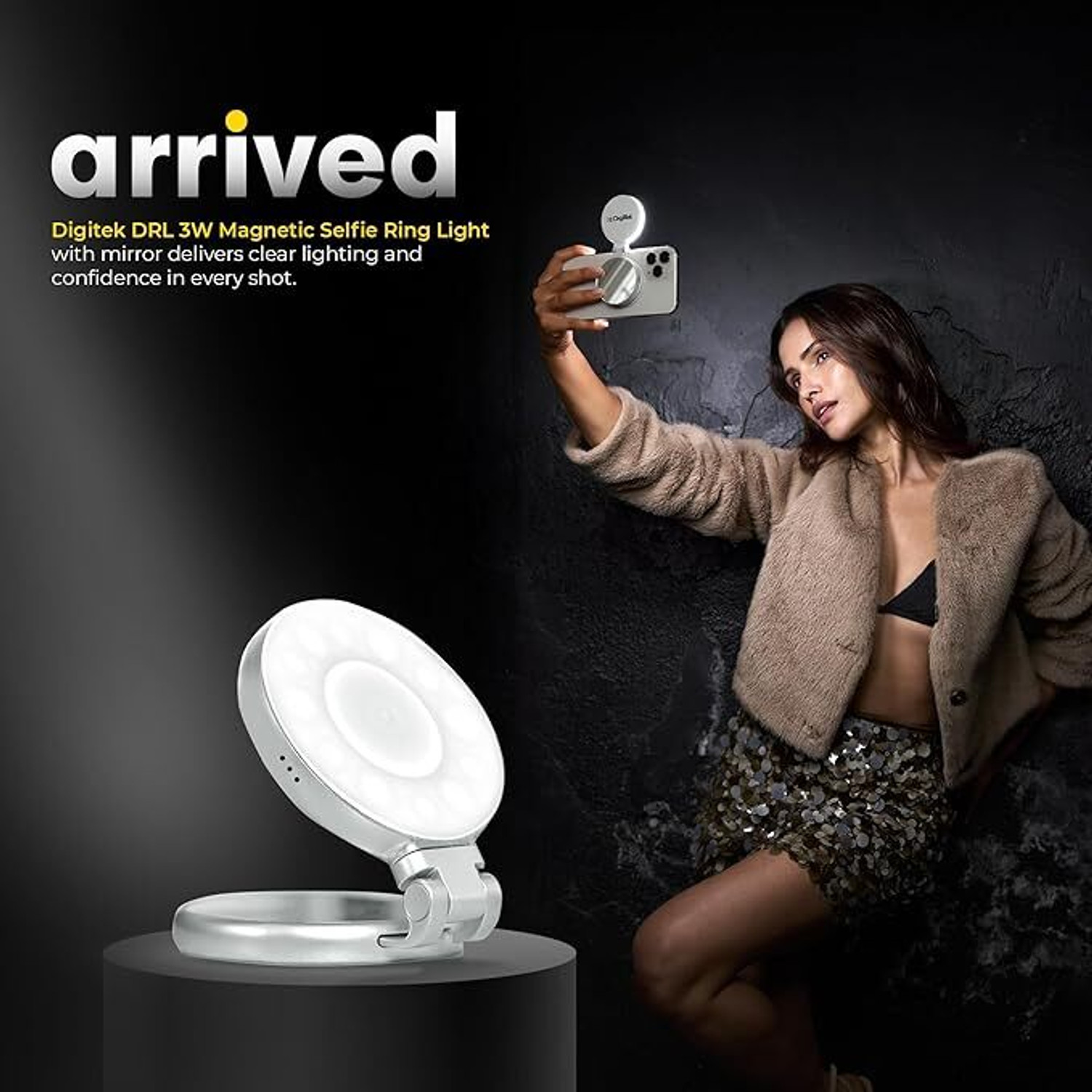 Image of DIGITEK 5.6 cm ring Selfie Flash (Adjustable Brightness Silver)