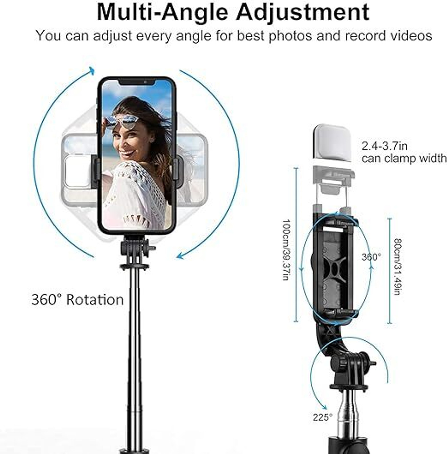 Image of Sconzi Selfie Stick Tripod R1S 114cm expandable Tripod Bluetooth Remote Tripod, Monopod Kit, Tripod Kit