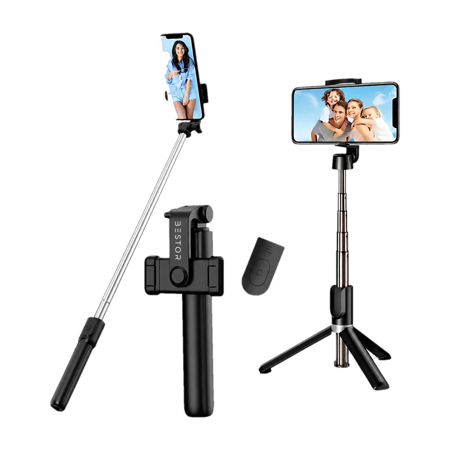 Bestor Selfie Stick Tripod with Wireless Remote Extendable Stand for Vlogging & Photography Bluetooth Selfie Stick